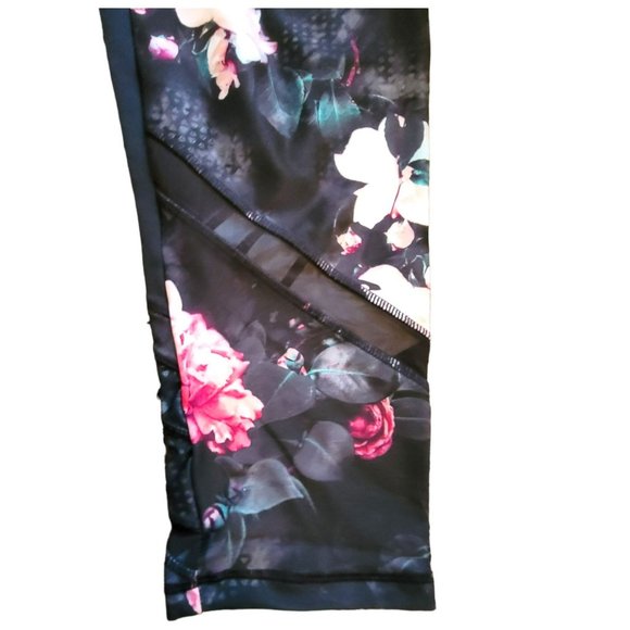 Avia Athletic Leggings Womans Pants Ankle Length Black Pink Floral 3X JJ3098 - Picture 5 of 10